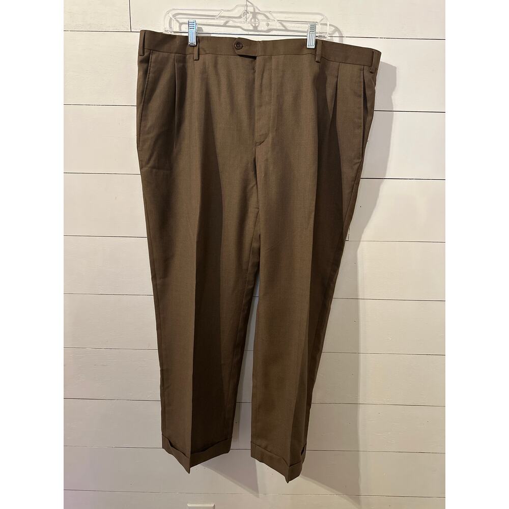 Santorelli Luxury Surge Men’s Pleat Dress Pant 42X26 Color Tobacco Made in Italy